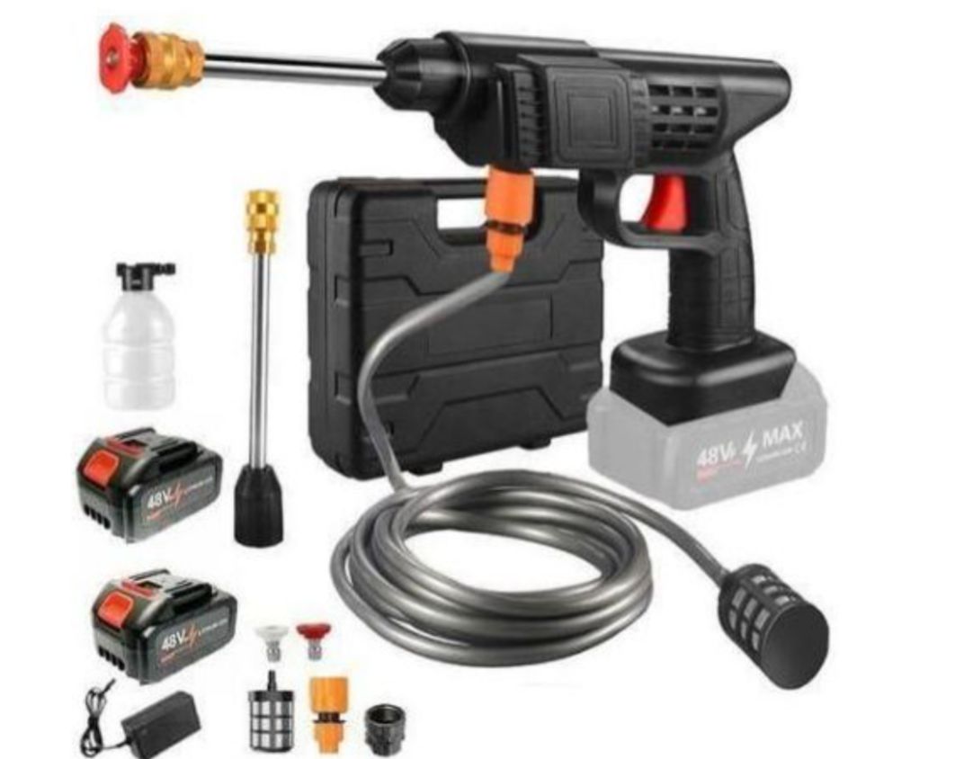High pressure portable, rechargeable cordless car washer machine machine with 2 batteries