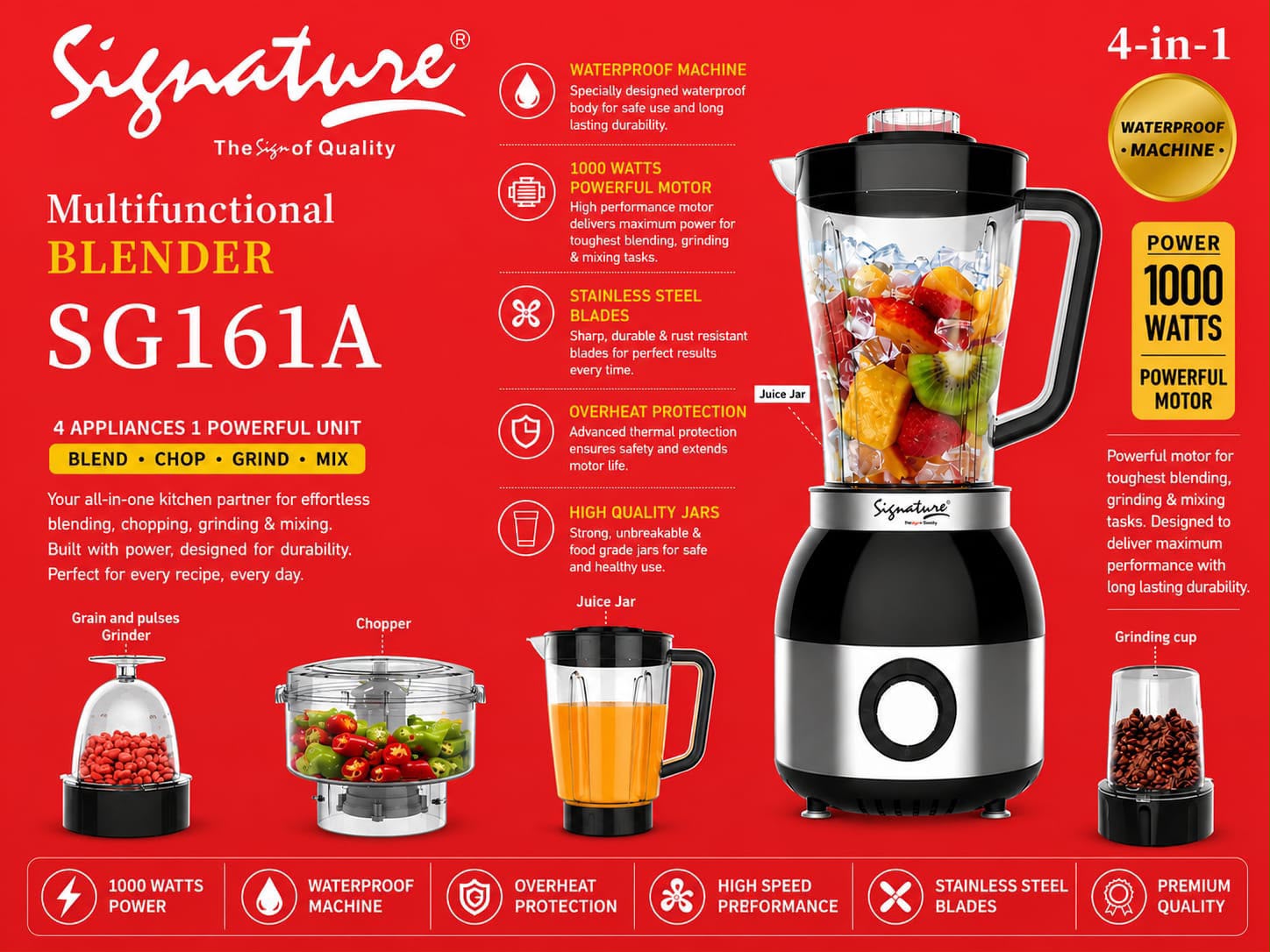 Signature SG161A 4-in-1 Multifunctional Blender